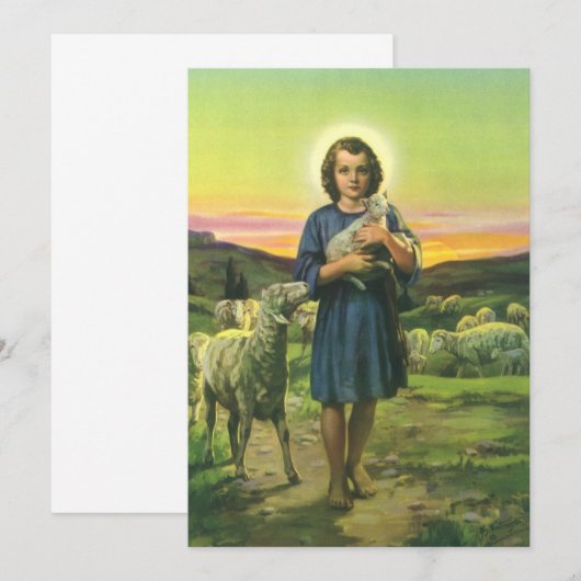  Jezus Christus de Shepherd met Baby Lamb Kaart (Voorkant / Achterkant)