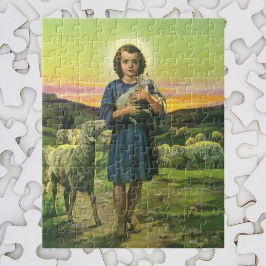 Jezus Christus de Shepherd met Baby Lamb Legpuzzel