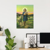  Jezus Christus de Shepherd met Baby Lamb Poster (Thuiskantoor)