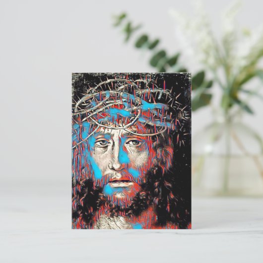 Jezus Christus die Abstract schilderen door de kro Briefkaart (Staand voorkant)