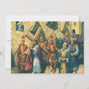 Jezus Christus die het Kruis draagt naar zijn Krui