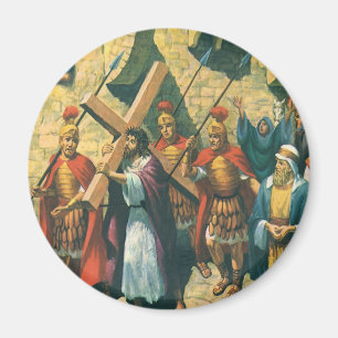 Jezus Christus die het kruis draagt naar zijn krui Magneet