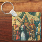 Jezus Christus die het kruis draagt naar zijn krui Sleutelhanger (Voorkant)