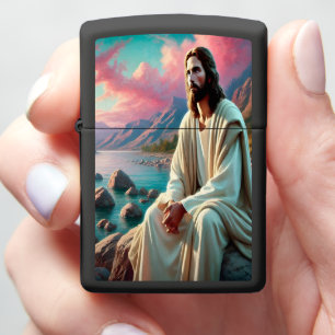 Jezus Christus die naar de hemelse horizon staart