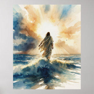 Jezus Christus die op Water loopt Poster