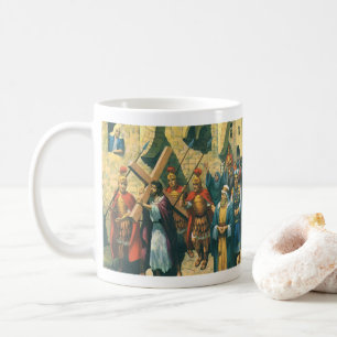 Jezus Christus draagt het kruis naar zijn kruisigi Koffiemok