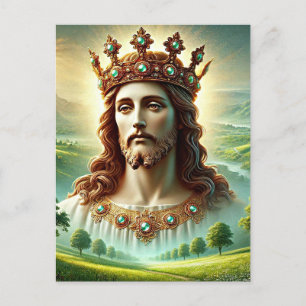 Jezus Christus draagt koningen kroon landschapskun Briefkaart