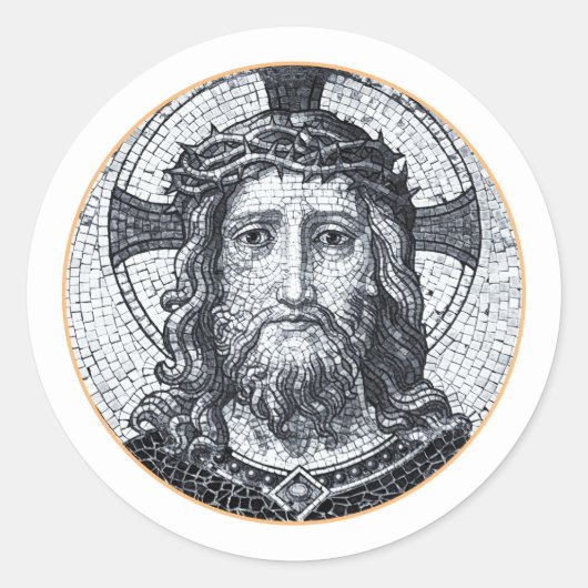 Jezus Christus en Compassie Kunst Zelfklever Ronde Sticker (Voorkant)