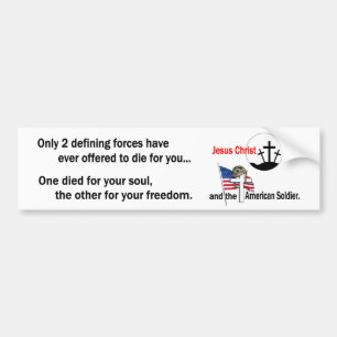 Jezus Christus en de Amerikaanse soldaat Bumpersticker
