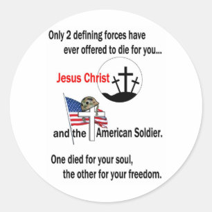 Jezus Christus en de Amerikaanse soldaat Ronde Sticker
