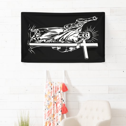 Jezus Christus en een kruis Spandoek (Insitu)