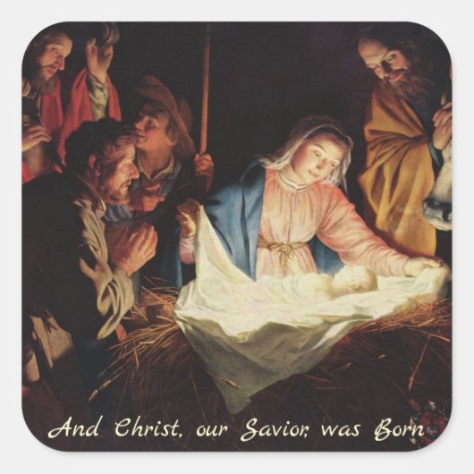 Jezus Christus en Maria, Bethlehem Kerst sticker (Voorkant)