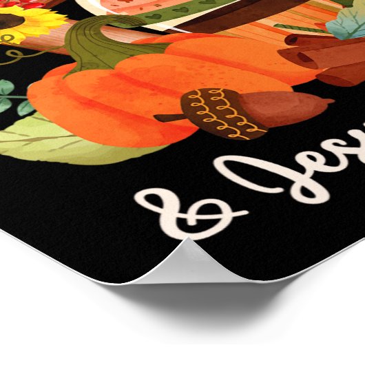 Jezus Christus en Pomkin Spice Autumn Herfst Coffe Poster (Hoek)