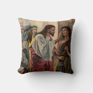 Jezus Christus geneest de blinde man Kussen