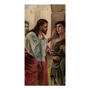 Jezus Christus geneest de blinde man Perfect Poster