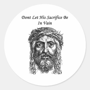 Jezus Christus Gezicht Offerte Bijbel Quote geloof Ronde Sticker