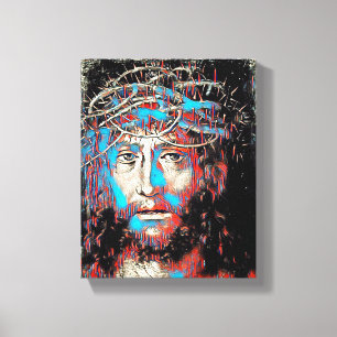 Jezus Christus gezicht Thorn Abstract schilderen Canvas Afdruk