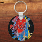 Jezus Christus Gezichtsheilig hart Abstracte kunst Sleutelhanger (Achterkant)