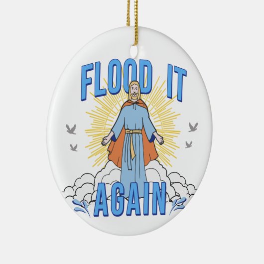 Jezus Christus Grappig overstroming het weer kerst Keramisch Ornament (Rechts)