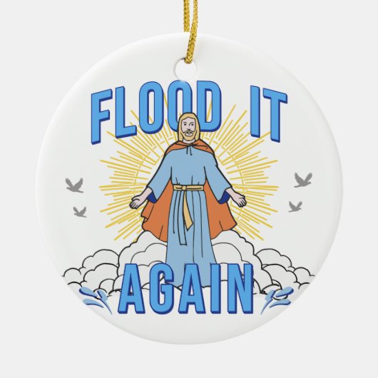 Jezus Christus Grappig overstroming het weer kerst Keramisch Ornament (Voorkant)