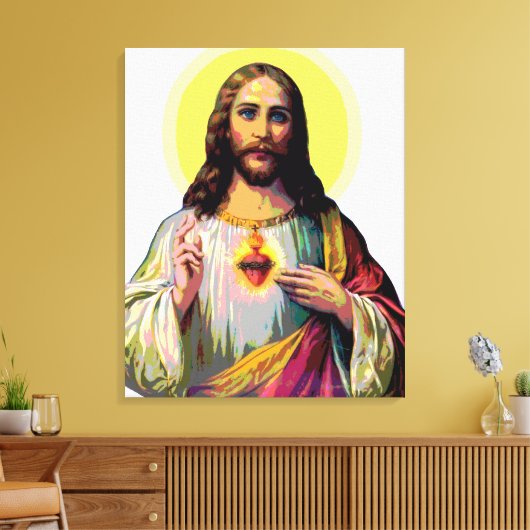 Jezus Christus in Pop Art Style Canvas Afdruk (Insitu (Woonkamer))