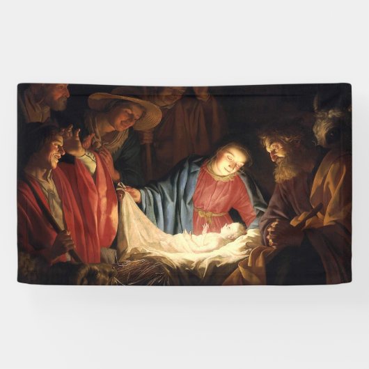 Jezus Christus is geboren met kerst Spandoek (Horizontaal)