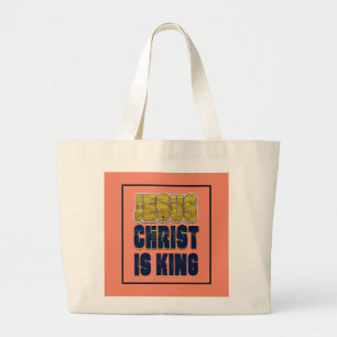 Jezus Christus Is Koning Christelijk Grote Tote Bag