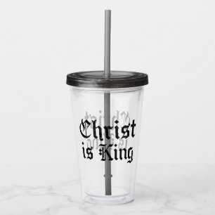 Jezus Christus is Koning Gotische Blackletter Grun Acryl Drinkbeker