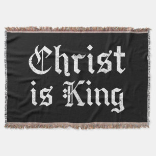 Jezus Christus is Koning Gotische Blackletter Grun Deken