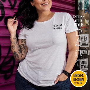 Jezus Christus is Koning Gotische Blackletter Grun Grote Maat T-shirt