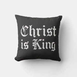 Jezus Christus is Koning Gotische Blackletter Grun Kussen