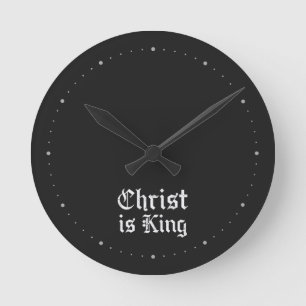 Jezus Christus is Koning Gotische Blackletter Grun Ronde Klok