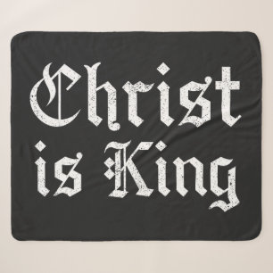 Jezus Christus is Koning Gotische Blackletter Grun Sherpa Deken
