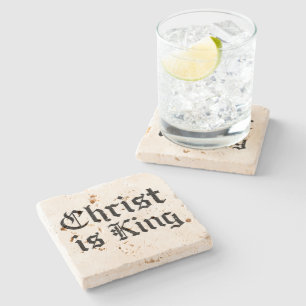 Jezus Christus is Koning Gotische Blackletter Grun Stenen Onderzetter