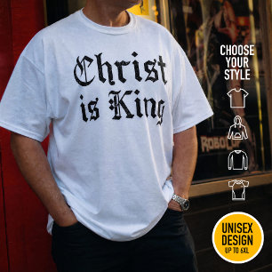 Jezus Christus is Koning Gotische Blackletter Grun T-shirt