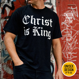 Jezus Christus is Koning Gotische Blackletter Grun T-shirt