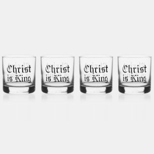 Jezus Christus is Koning Gotische Blackletter Grun Whisky Glas