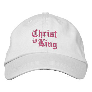 Jezus Christus is Koning middeleeuwse gotische let Geborduurde Pet