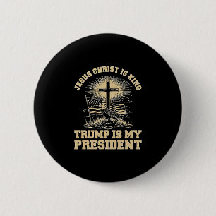Jezus Christus Is Koning Trump Is Mijn President Ronde Button 5,7 Cm
