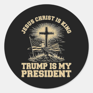 Jezus Christus Is Koning Trump Is Mijn President Ronde Sticker