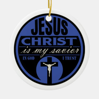 Jezus Christus is mijn redder (blauw) Keramisch Ornament