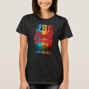 Jezus Christus is mijn Savior Retro Shadow & Highl T-shirt