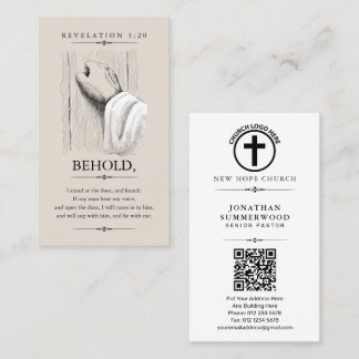 Jezus Christus klopt op een deur | Openbaring 3:20 Visitekaartje