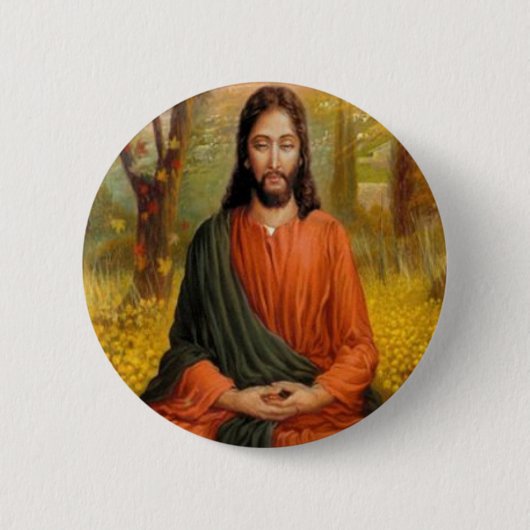 Jezus Christus Meditation Ronde Button 5,7 Cm (Voorkant)