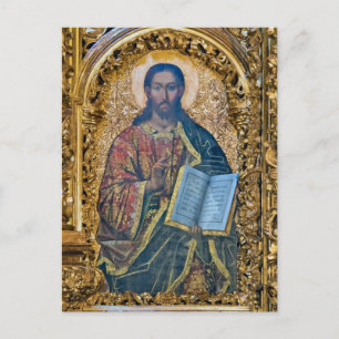 Jezus Christus met de evangeliën Orthodox Icoon Briefkaart