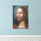 Jezus Christus met een gouden halo (door Quentin M Canvas Afdruk (Insitu (Houten vloer))