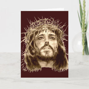 Jezus Christus met een Kroon van Thorns Feestdagen Kaart