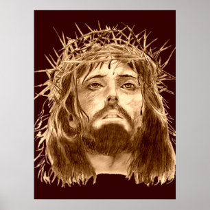 Jezus Christus met een Kroon van Thorns Poster
