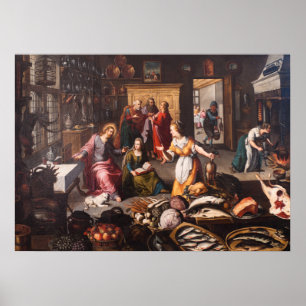 Jezus Christus met Martha en Maria - Joos Goemaere Poster