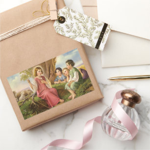 Jezus Christus Onderwijskinderen,  religie Rechthoekige Sticker